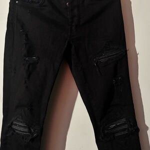 AMIRI Black Distressed Slim Jeans